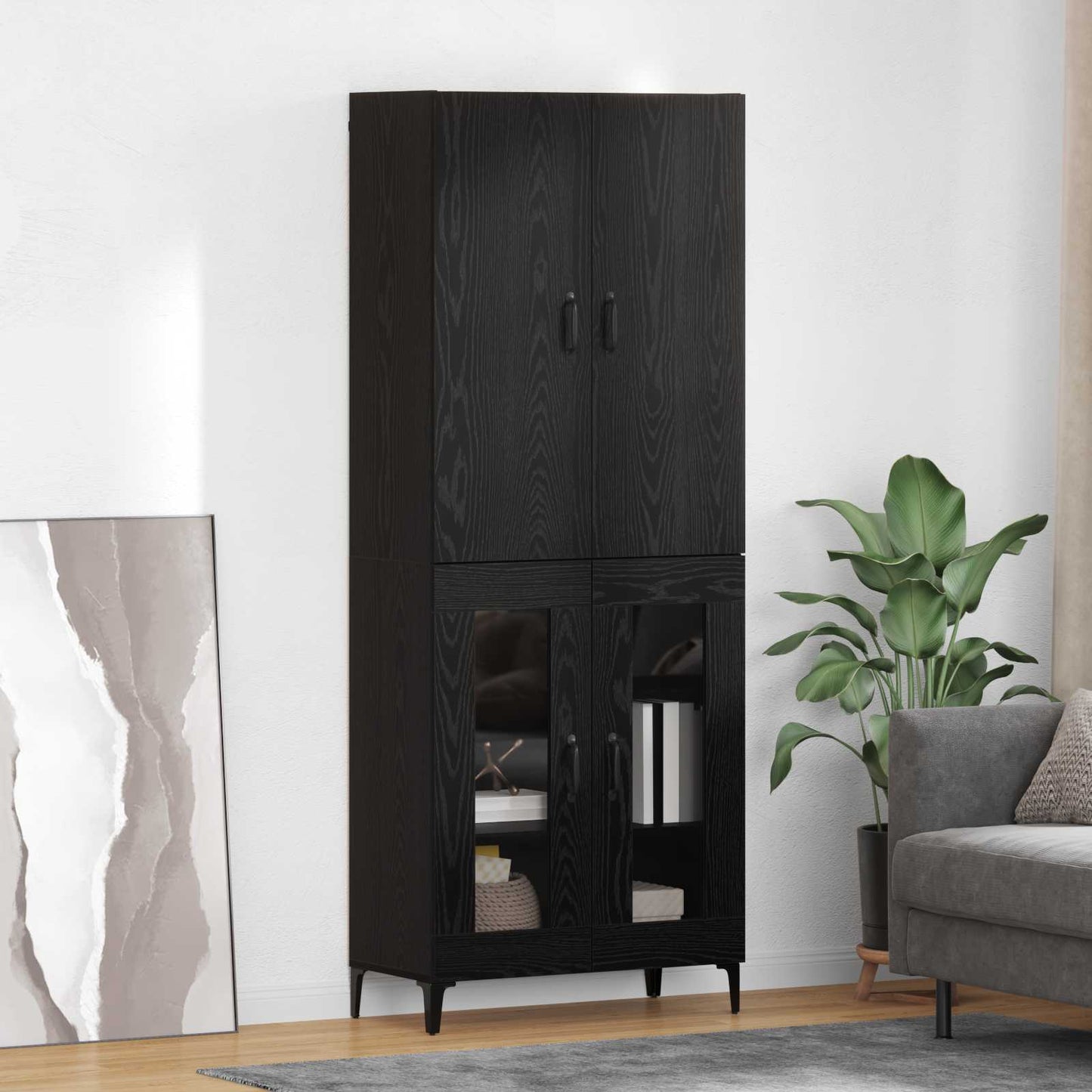 Highboard Sort eg 69,5 x 34 x 180 cm Konstrueret træ