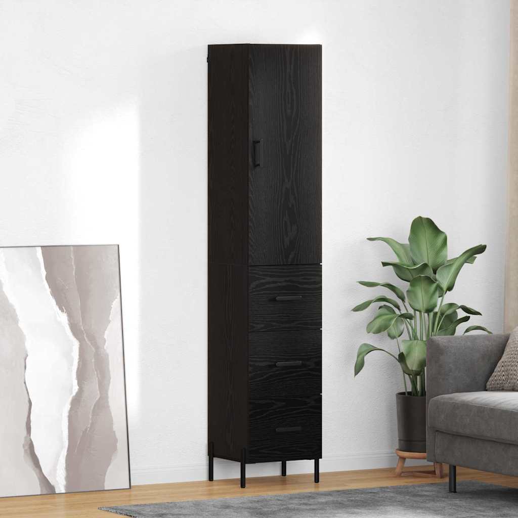 Highboard Sort eg 34,5 x 34 x 180 cm Konstrueret træ