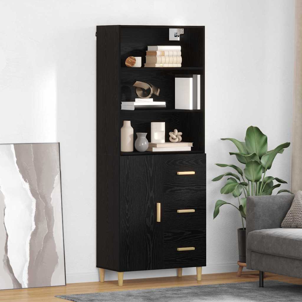Highboard Sort eg 69,5 x 32,5 x 180 cm Konstrueret træ