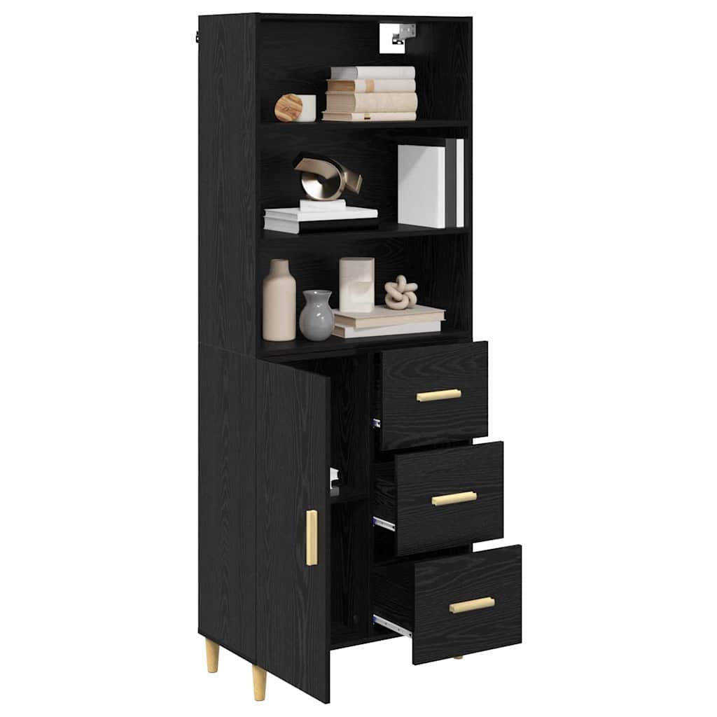 Highboard Sort eg 69,5 x 32,5 x 180 cm Konstrueret træ