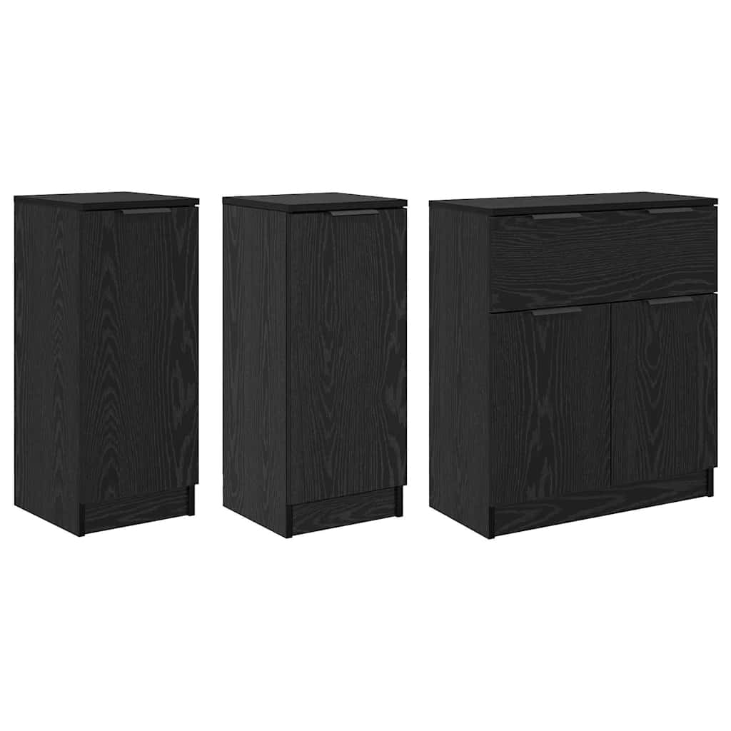 Sideboard 3 stk. Sort eg 69,5 x 34 x 180 cm Konstrueret træ