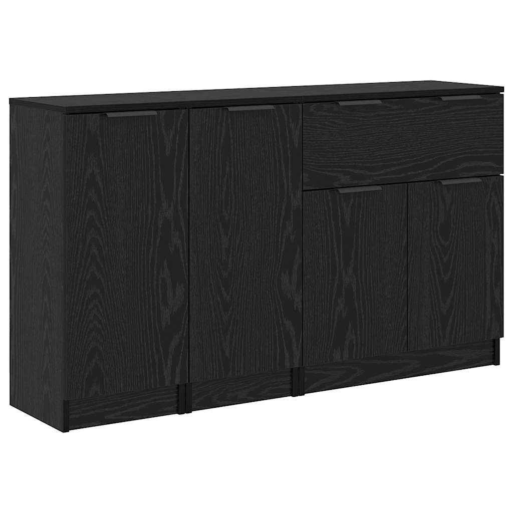 Sideboard 3 stk. Sort eg 69,5 x 34 x 180 cm Konstrueret træ