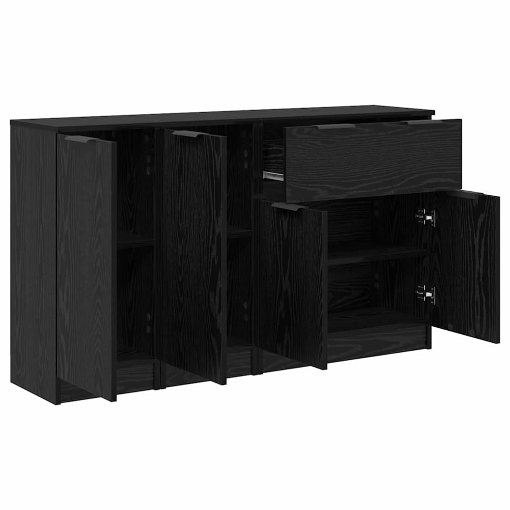 Sideboard 3 stk. Sort eg 69,5 x 34 x 180 cm Konstrueret træ