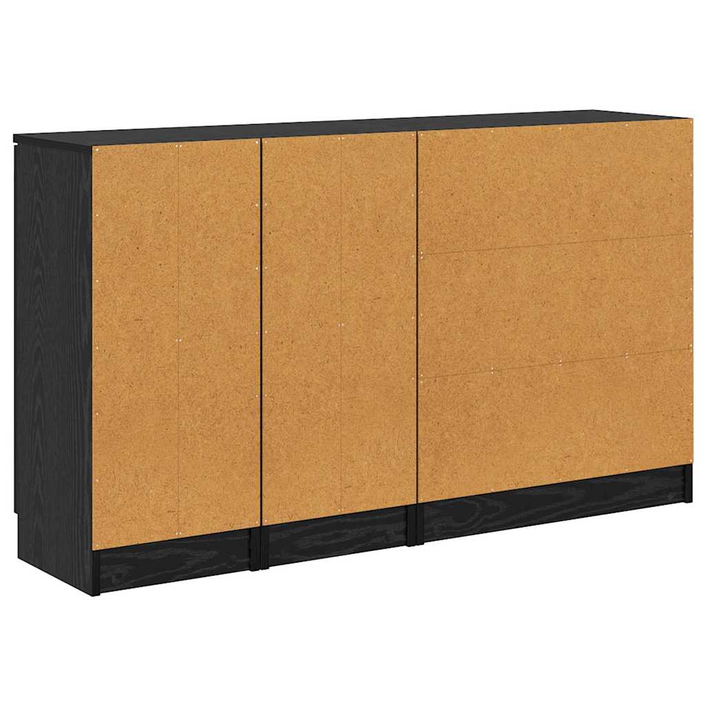 Sideboard 3 stk. Sort eg 69,5 x 34 x 180 cm Konstrueret træ