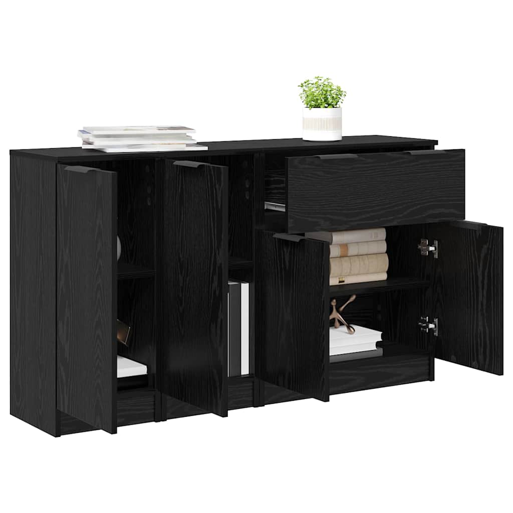 Sideboard 3 stk. Sort eg 69,5 x 34 x 180 cm Konstrueret træ