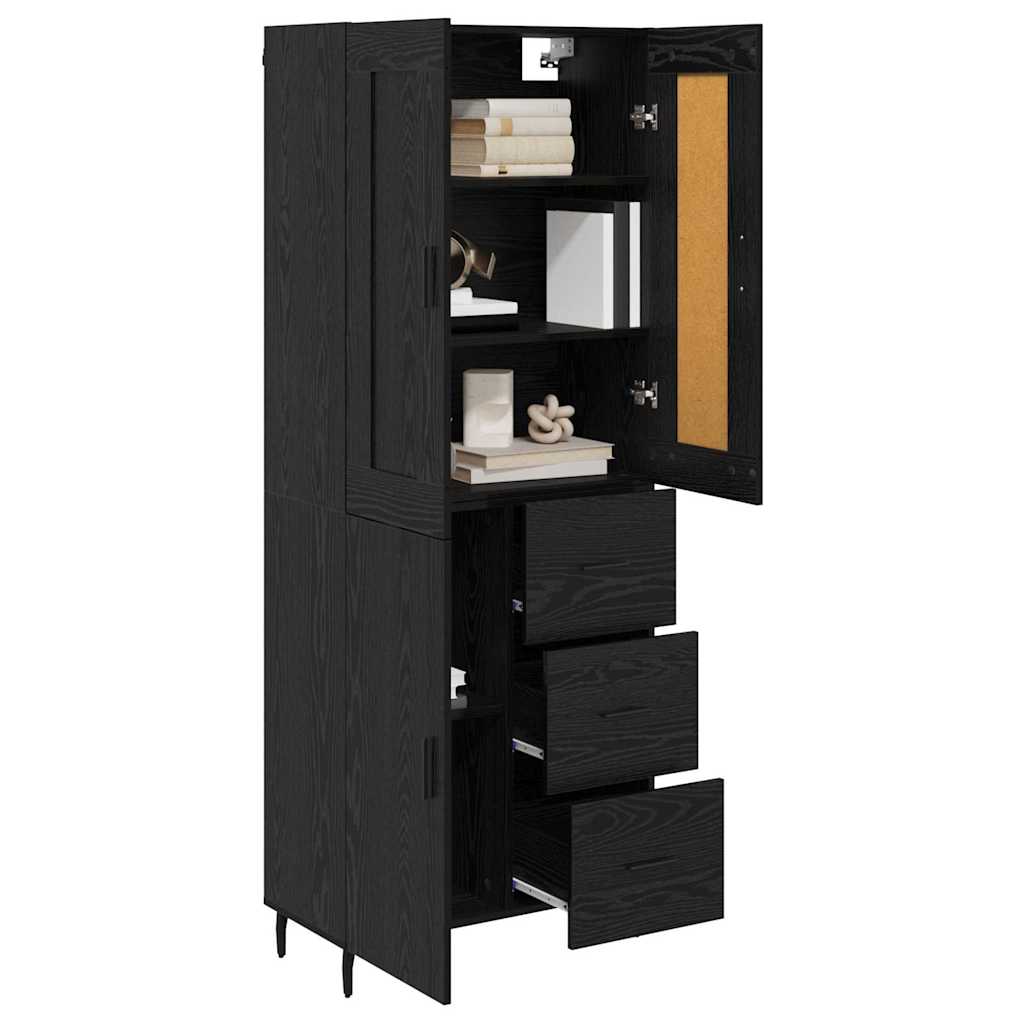 Highboard 2 stk. Sort eg 69,5 x 34 x 180 cm Konstrueret træ