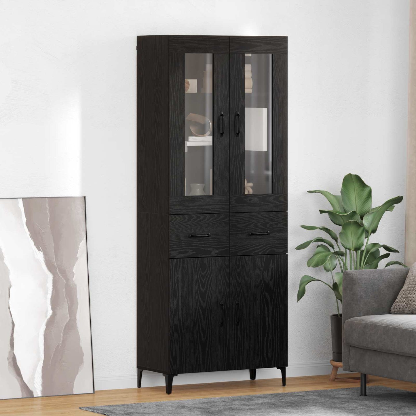 Highboard Sort eg 69,5 x 34 x 180 cm Konstrueret træ