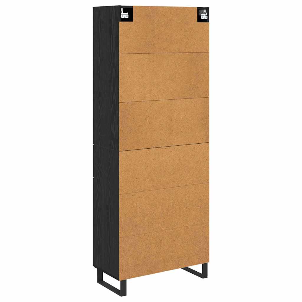 Highboard 2 stk. Sort eg 69,5 x 34 x 180 cm Ingeniørtræ og glas
