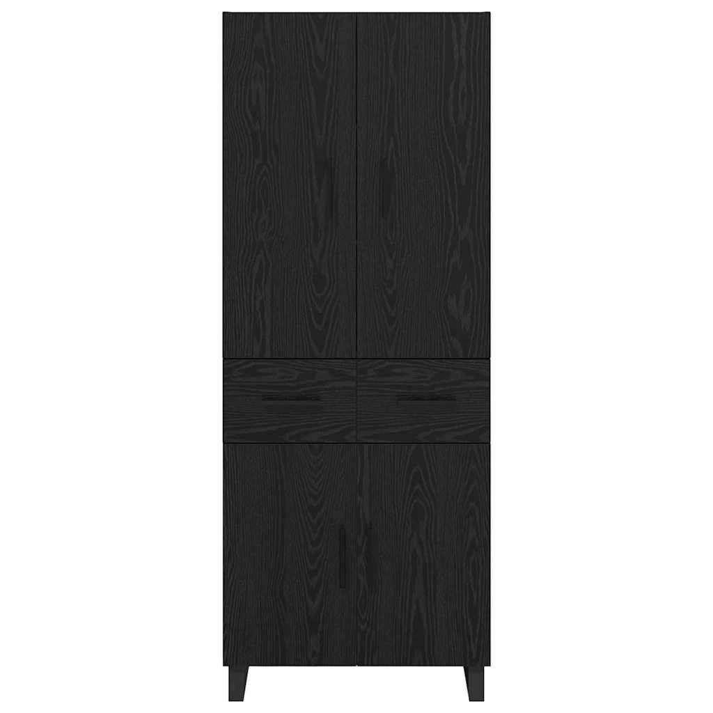 Highboard 2 stk. Sort eg 69,5 x 34 x 180 cm Ingeniørtræ og glas