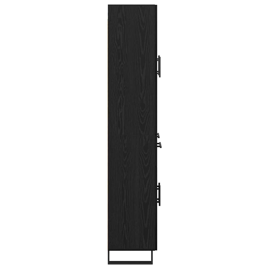 Highboard 2 stk. Sort eg 69,5 x 34 x 180 cm Ingeniørtræ og glas