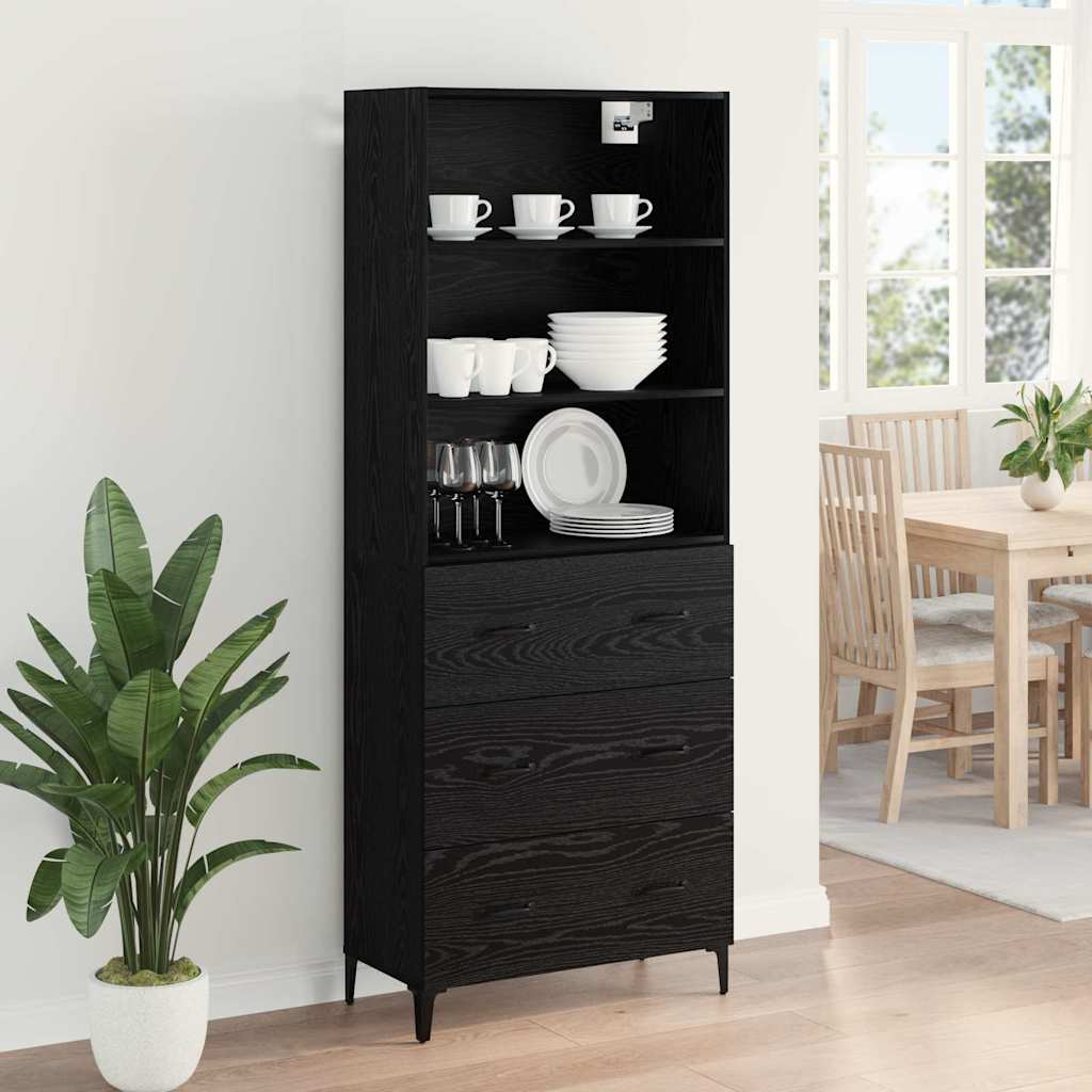 Highboard Sort eg 69,5 x 34 x 180 cm Konstrueret træ