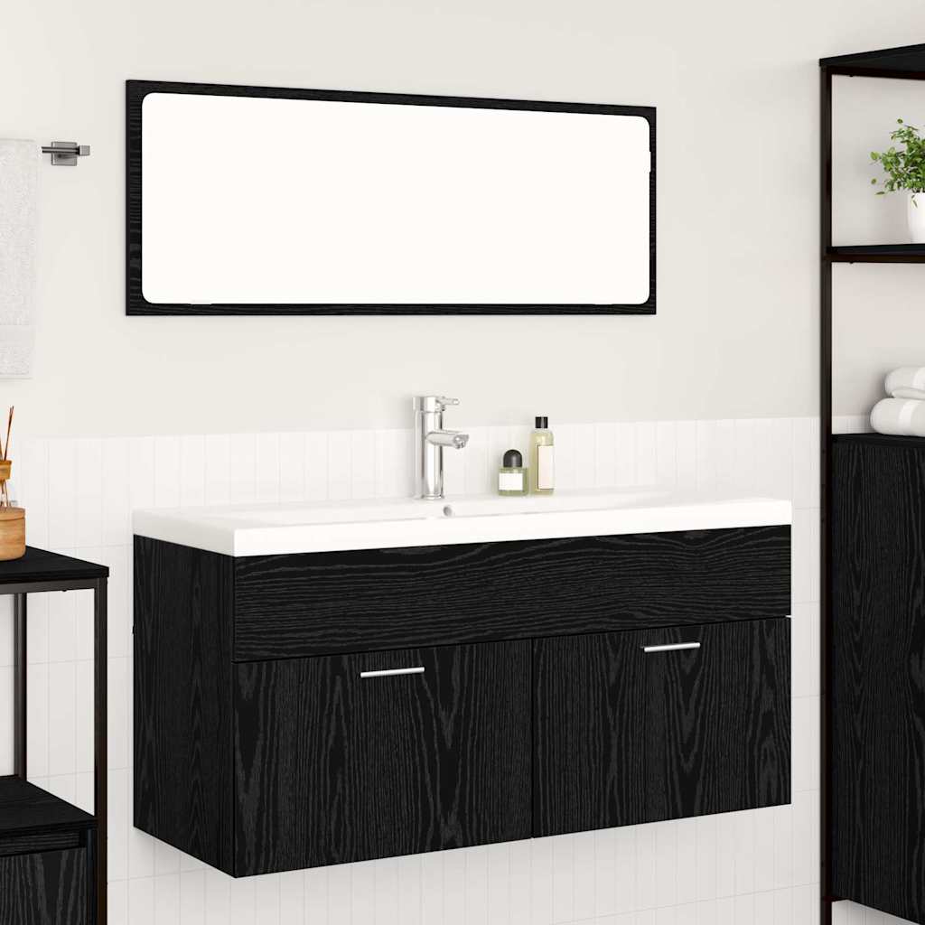 Badeværelsesskab Sort eg 100 x 38,5 x 46 cm Konstrueret træ