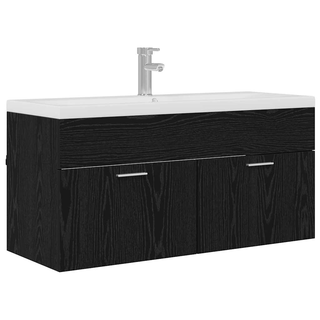 Badeværelsesskab Sort eg 100 x 38,5 x 46 cm Konstrueret træ