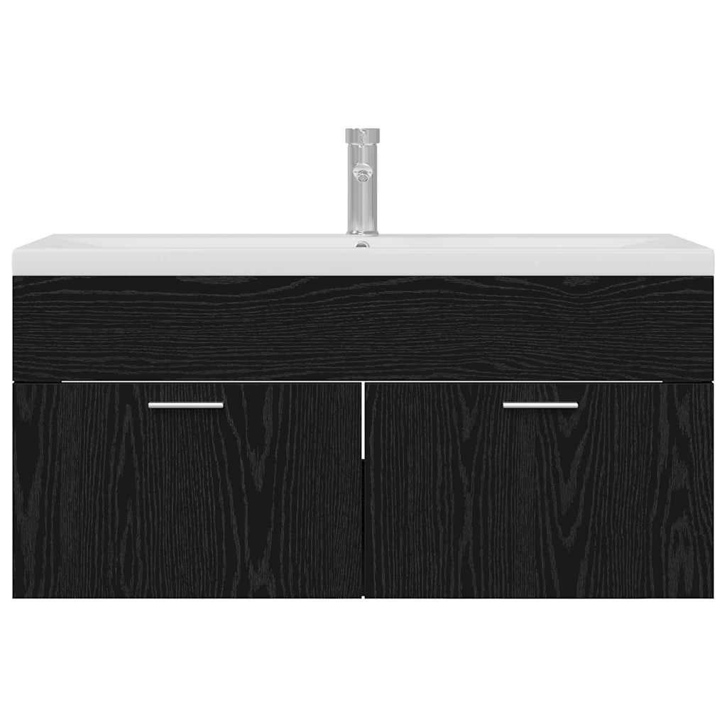 Badeværelsesskab Sort eg 100 x 38,5 x 46 cm Konstrueret træ