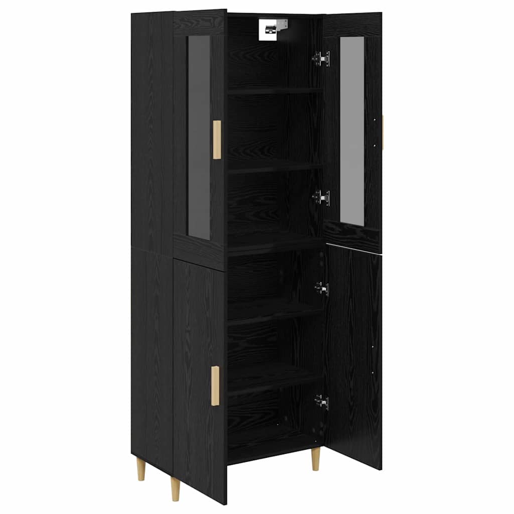Highboard Sort eg 69,5 x 34 x 180 cm Ingeniørtræ og glas