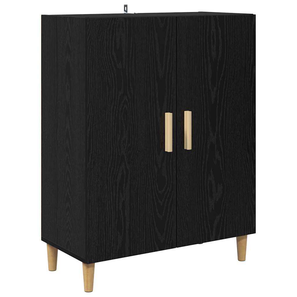 Highboard Sort eg 69,5 x 34 x 180 cm Ingeniørtræ og glas