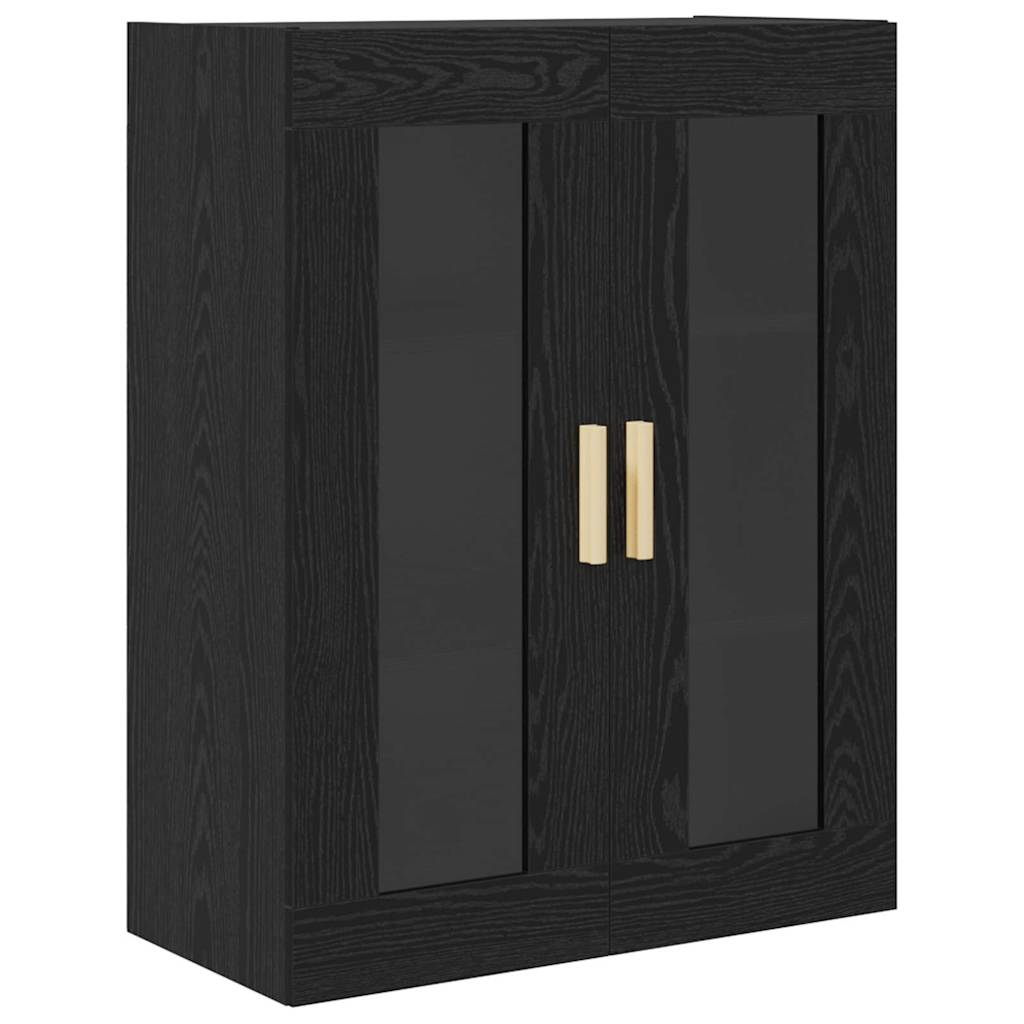 Highboard Sort eg 69,5 x 34 x 180 cm Ingeniørtræ og glas