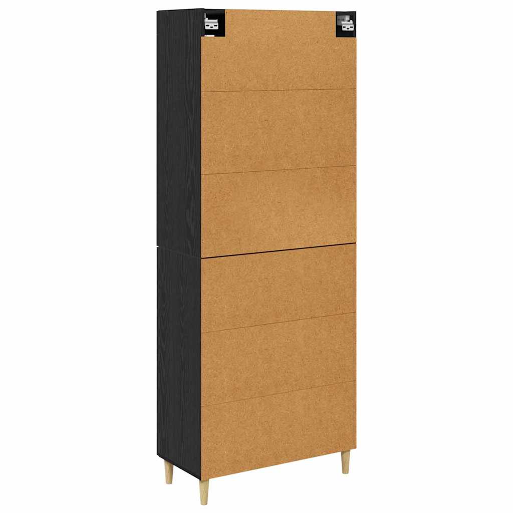 Highboard Sort eg 69,5 x 34 x 180 cm Ingeniørtræ og glas