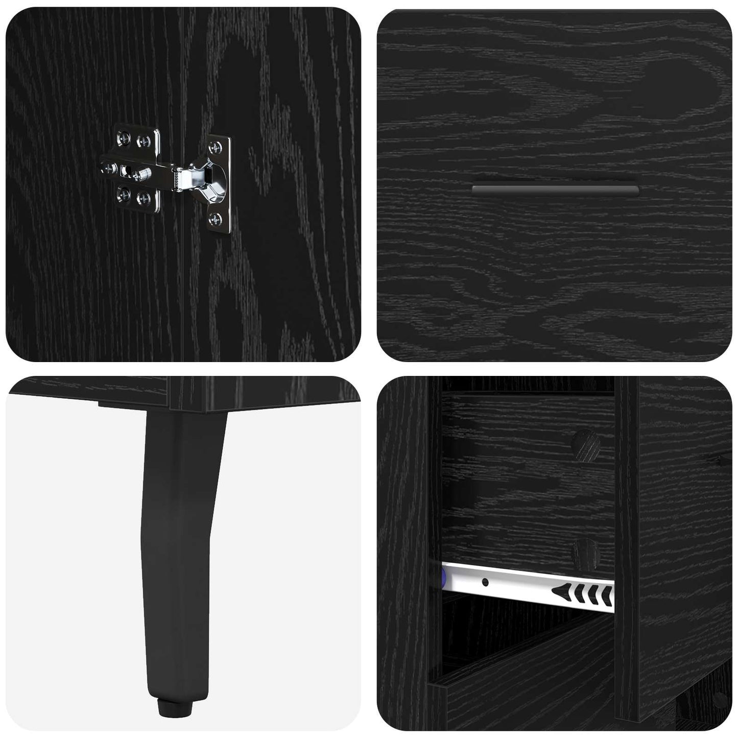 Highboard 2 stk. Sort eg 69,5 x 34 x 180 cm Konstrueret træ