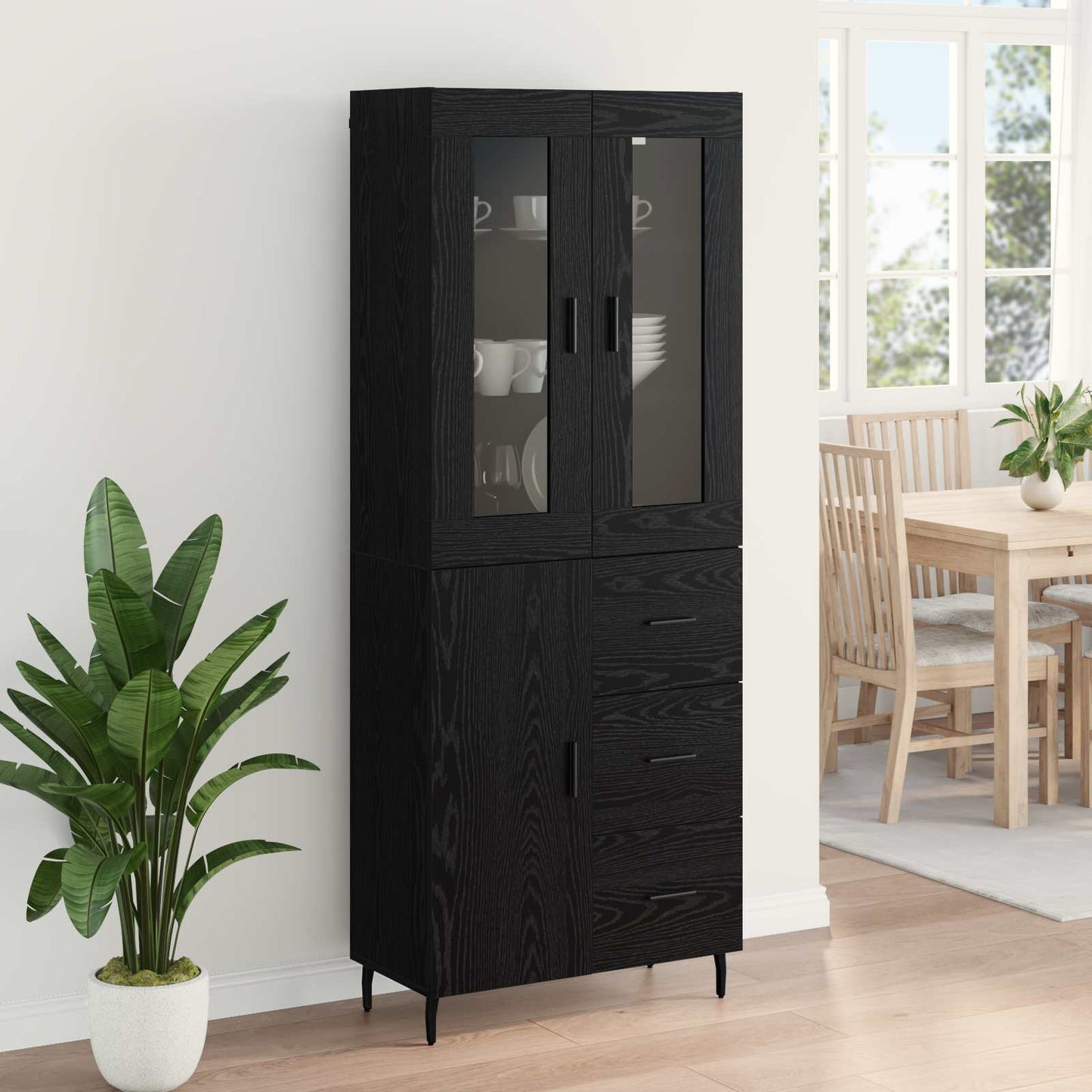 Highboard 2 stk. Sort eg 69,5 x 34 x 180 cm Konstrueret træ