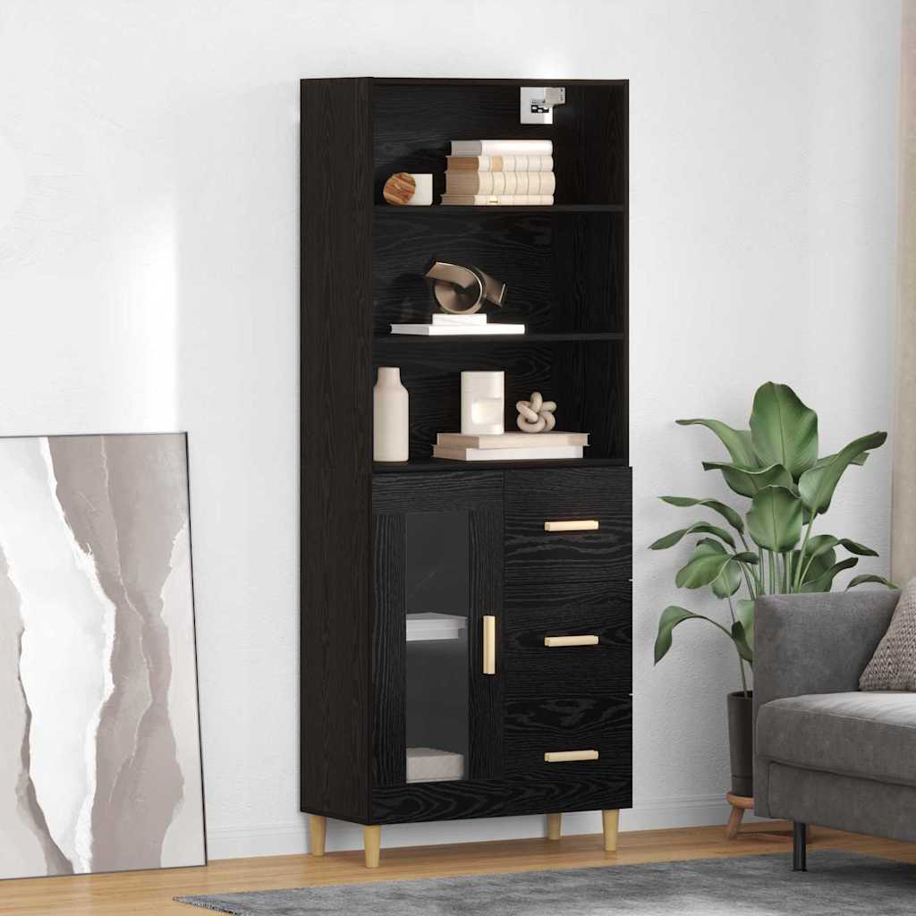Highboard Sort eg 69,5 x 32,5 x 180 cm Konstrueret træ