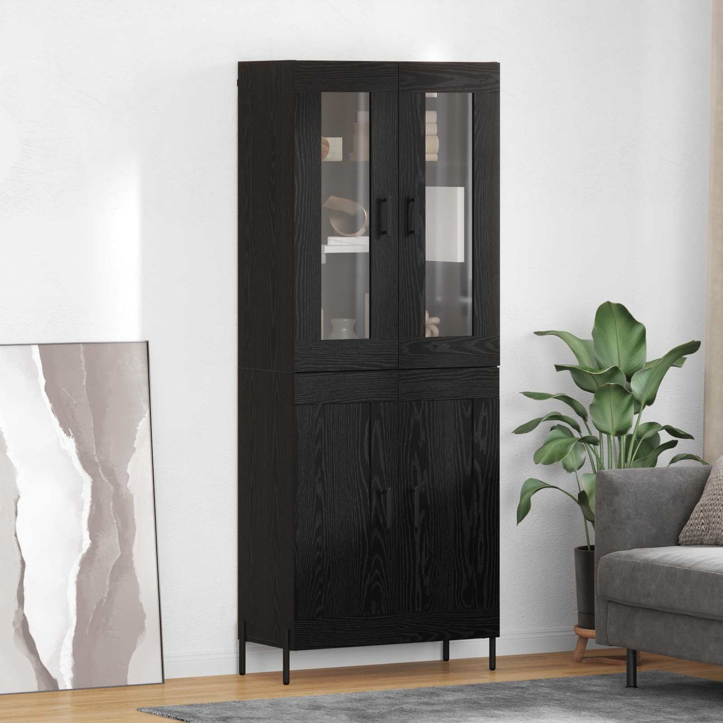 Highboard Sort eg 69,5 x 34 x 180 cm Konstrueret træ