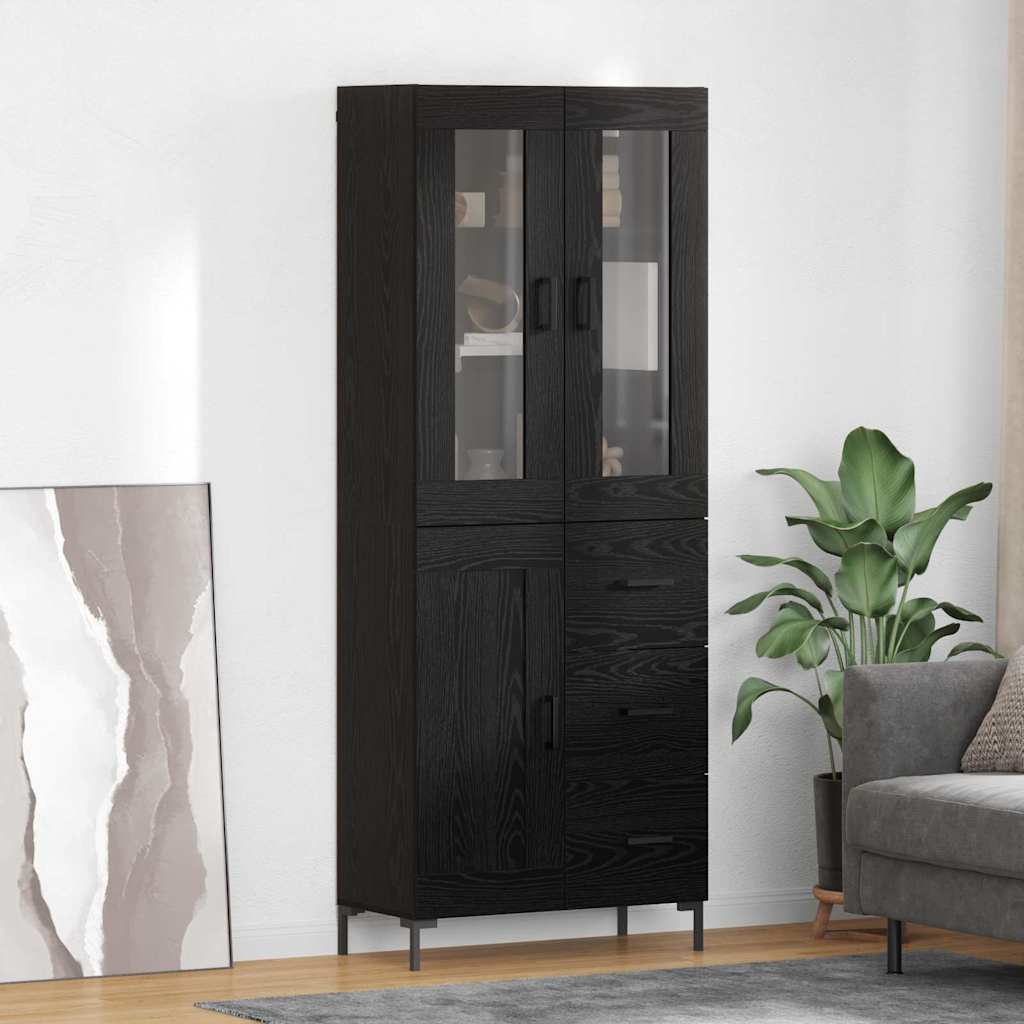 Highboard 2 stk. Sort eg 69,5 x 34 x 180 cm Konstrueret træ