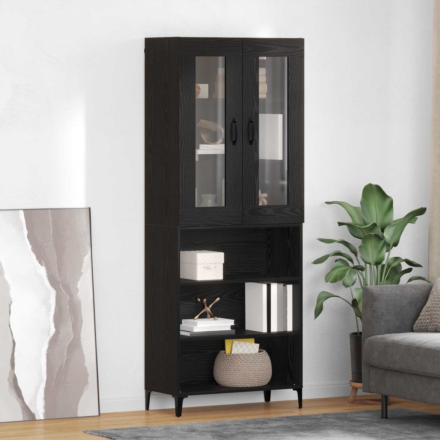 Highboard Sort eg 69,5 x 34 x 180 cm Konstrueret træ