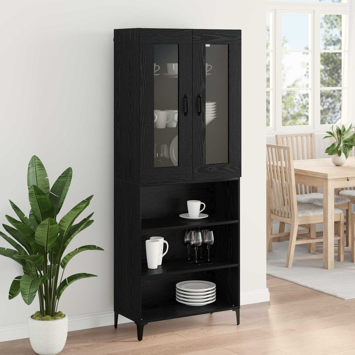 Highboard Sort eg 69,5 x 34 x 180 cm Konstrueret træ