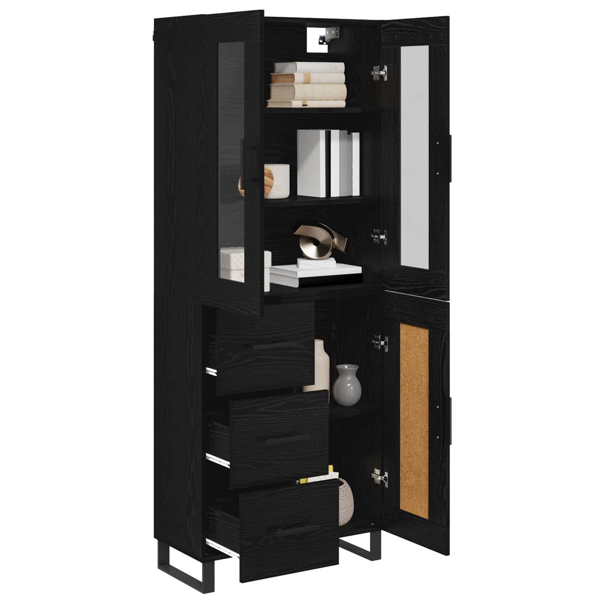 Highboard 2 stk. Sort eg 69,5 x 34 x 180 cm Konstrueret træ
