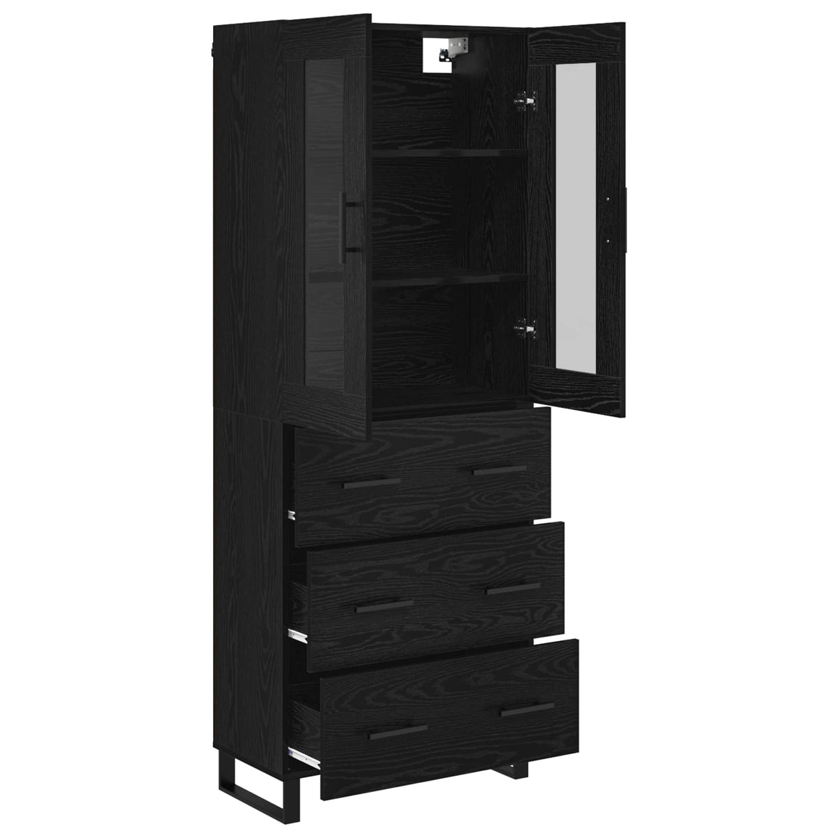 Highboard 2 stk. Sort eg 69,5 x 34 x 180 cm Konstrueret træ