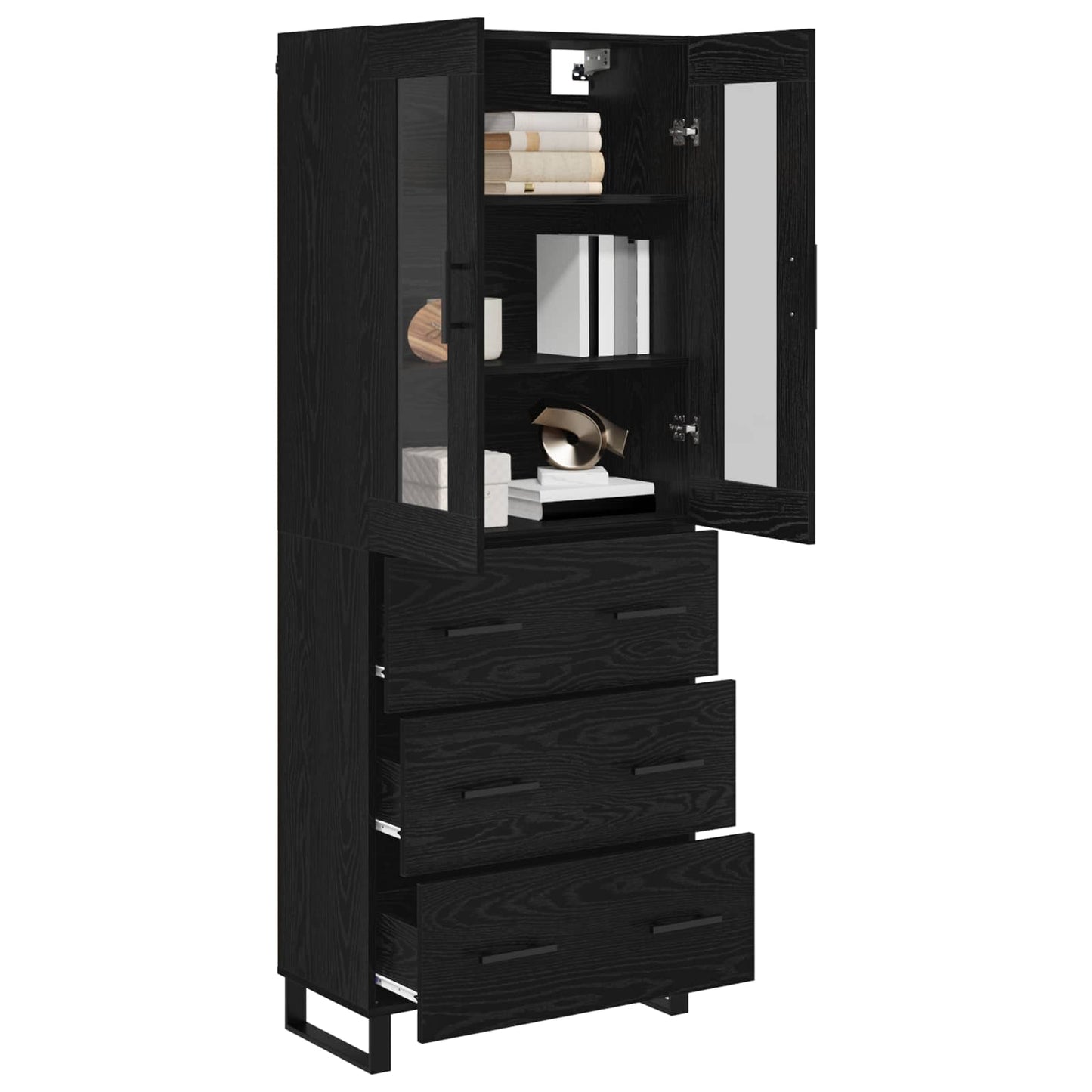 Highboard 2 stk. Sort eg 69,5 x 34 x 180 cm Konstrueret træ