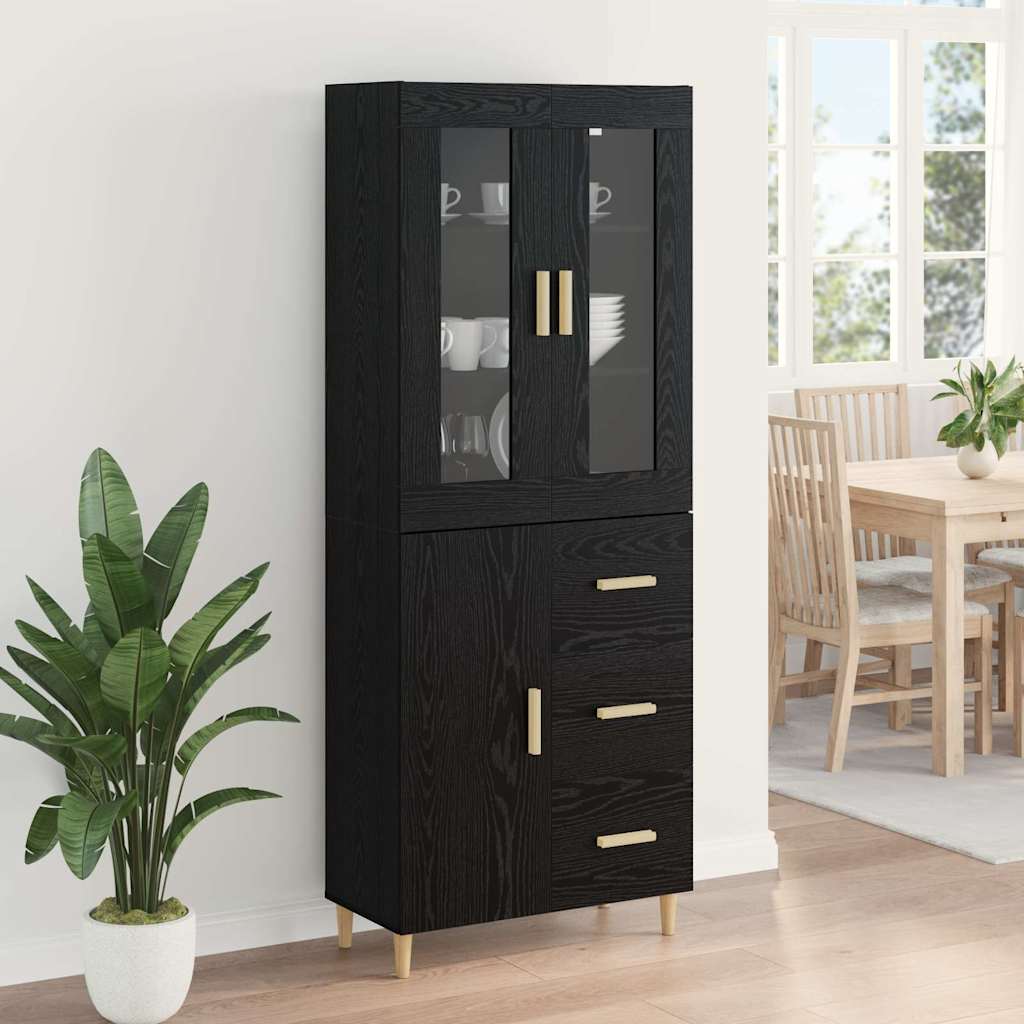 Highboard Sort eg 34,5 x 34 x 180 cm Konstrueret træ