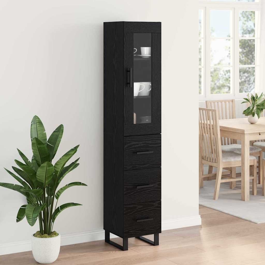 Highboard Sort eg 34,5 x 34 x 180 cm Konstrueret træ