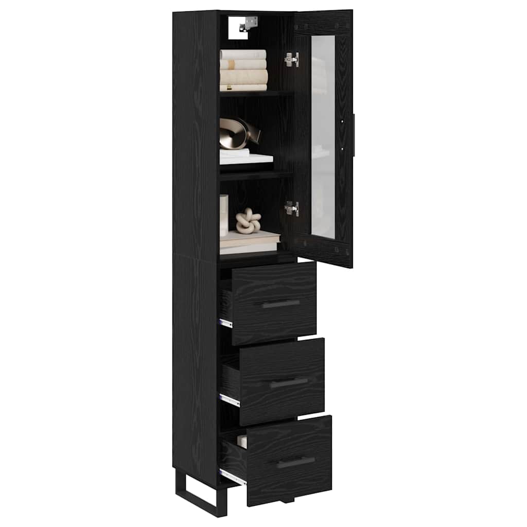 Highboard Sort eg 34,5 x 34 x 180 cm Konstrueret træ