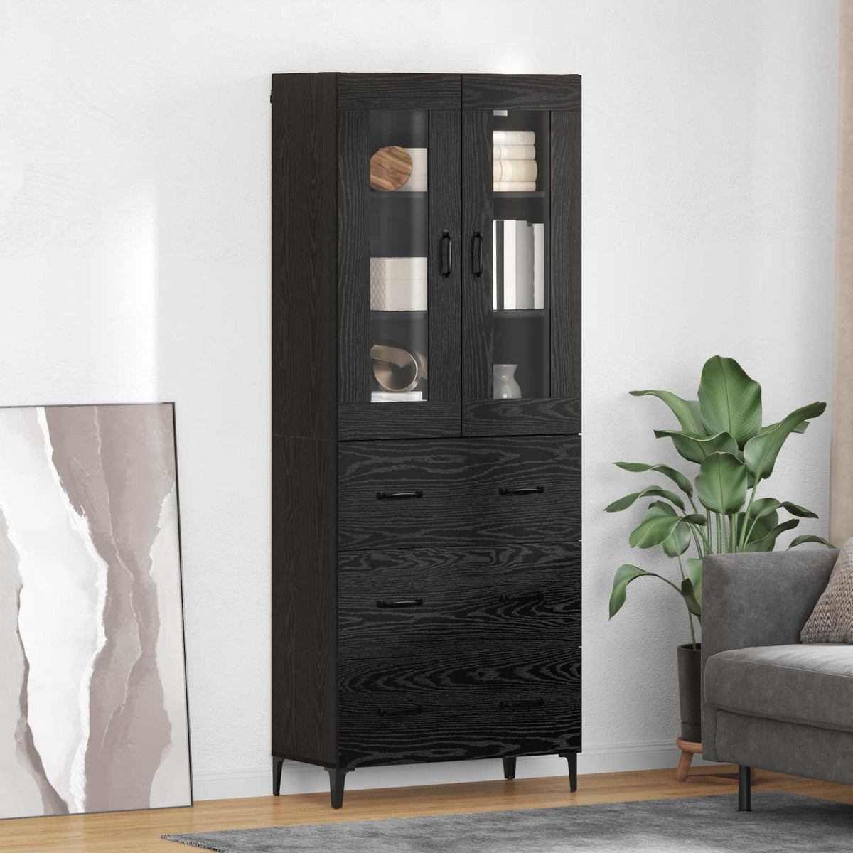 Highboard Sort eg 69,5 x 34 x 180 cm Konstrueret træ