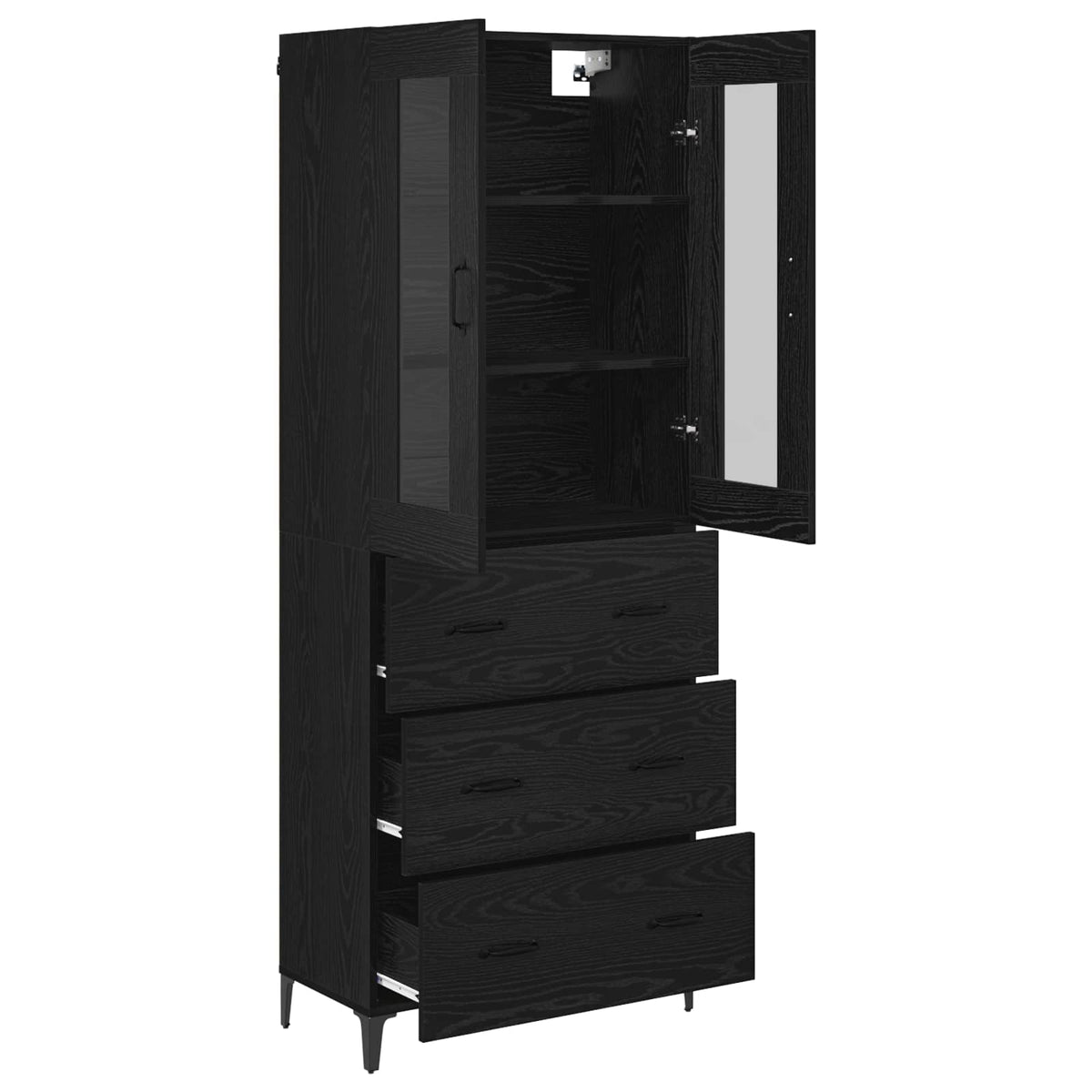 Highboard Sort eg 69,5 x 34 x 180 cm Konstrueret træ