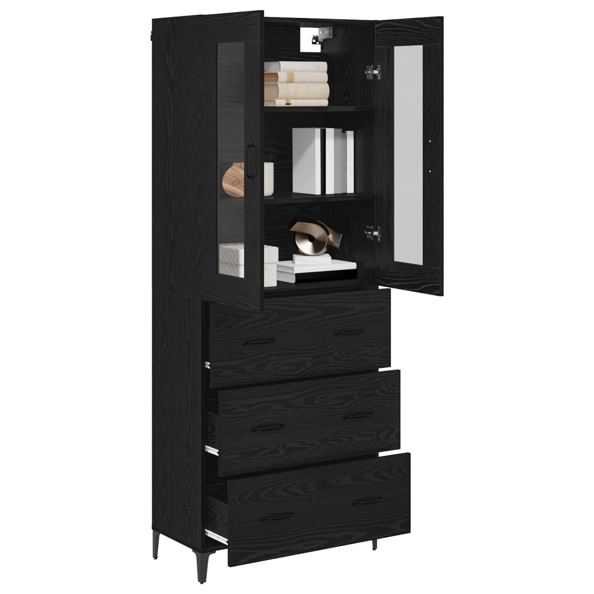 Highboard Sort eg 69,5 x 34 x 180 cm Konstrueret træ