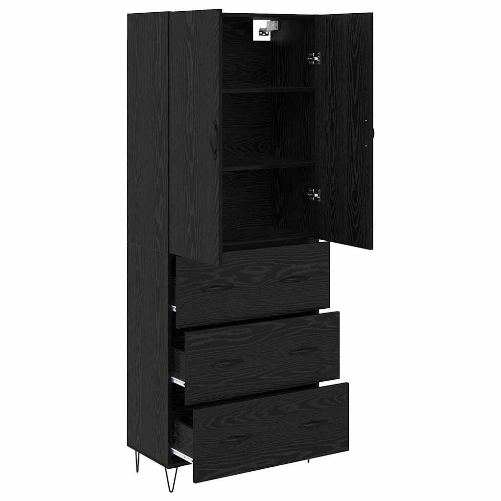 Highboard 2 stk. Sort eg 69,5 x 34 x 180 cm Konstrueret træ