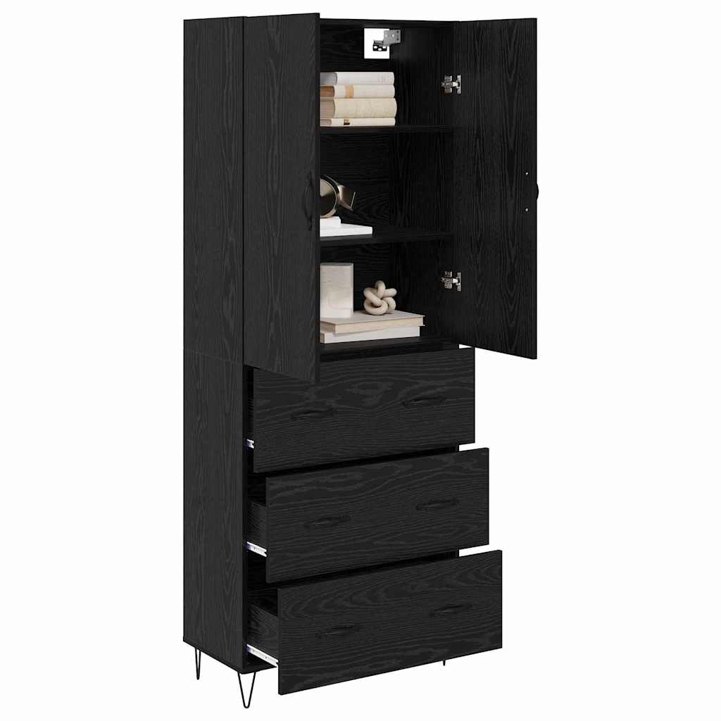 Highboard 2 stk. Sort eg 69,5 x 34 x 180 cm Konstrueret træ