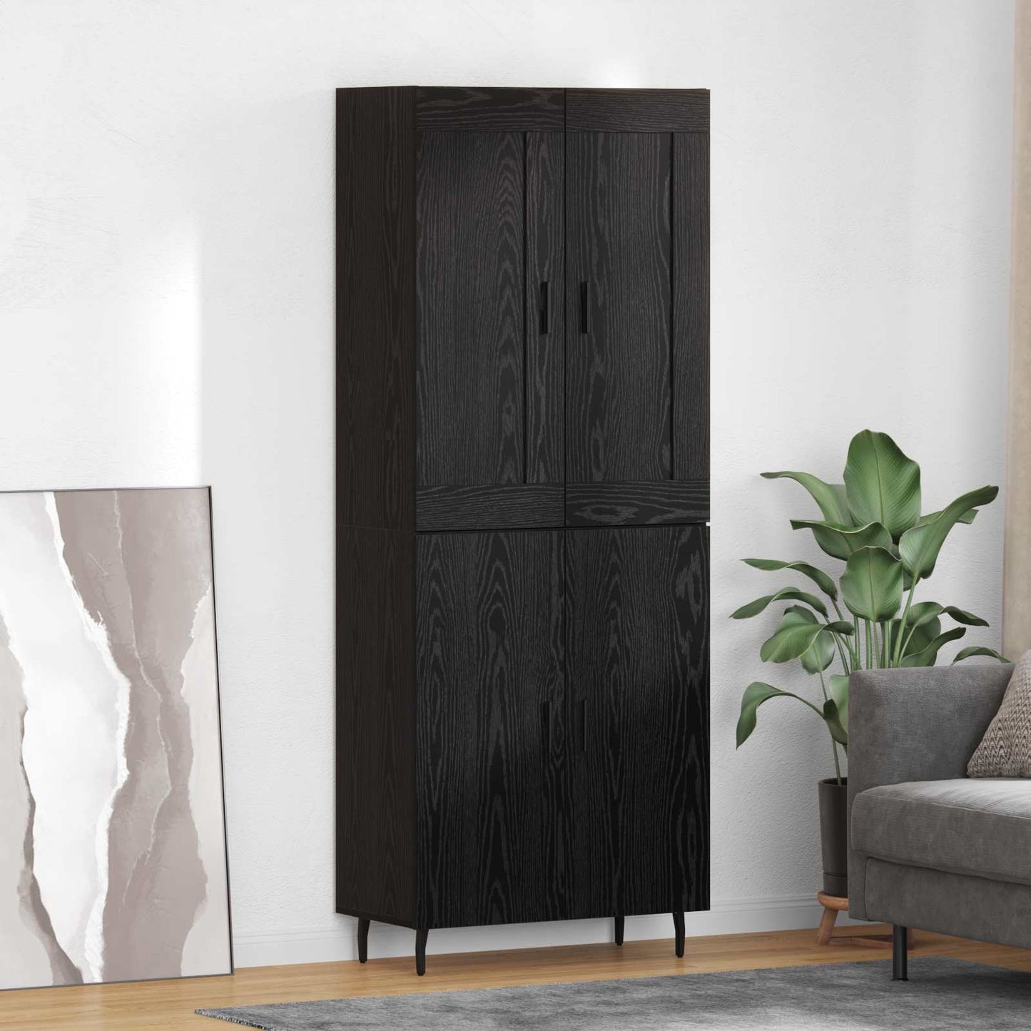 Highboard 2 stk. Sort eg 69,5 x 34 x 180 cm Konstrueret træ