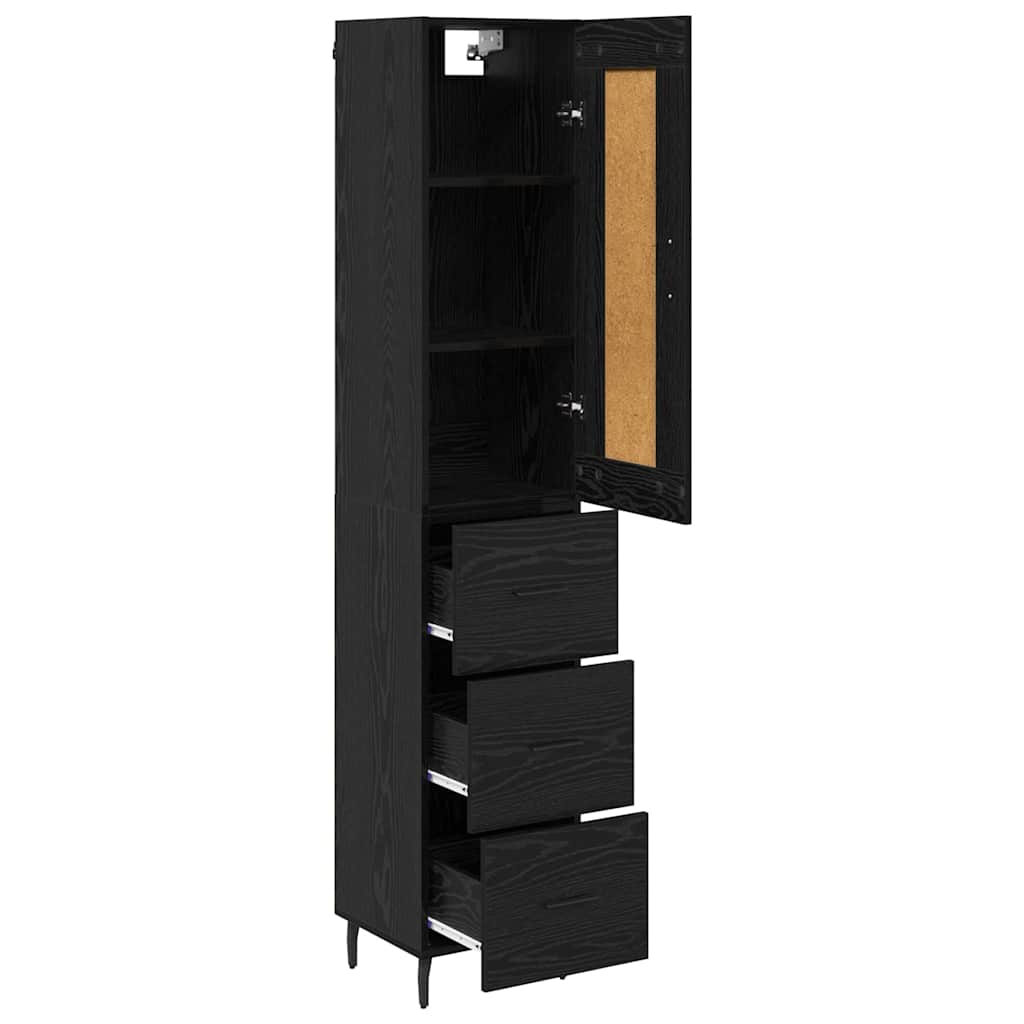 Highboard Sort eg 34,5 x 34 x 180 cm Konstrueret træ