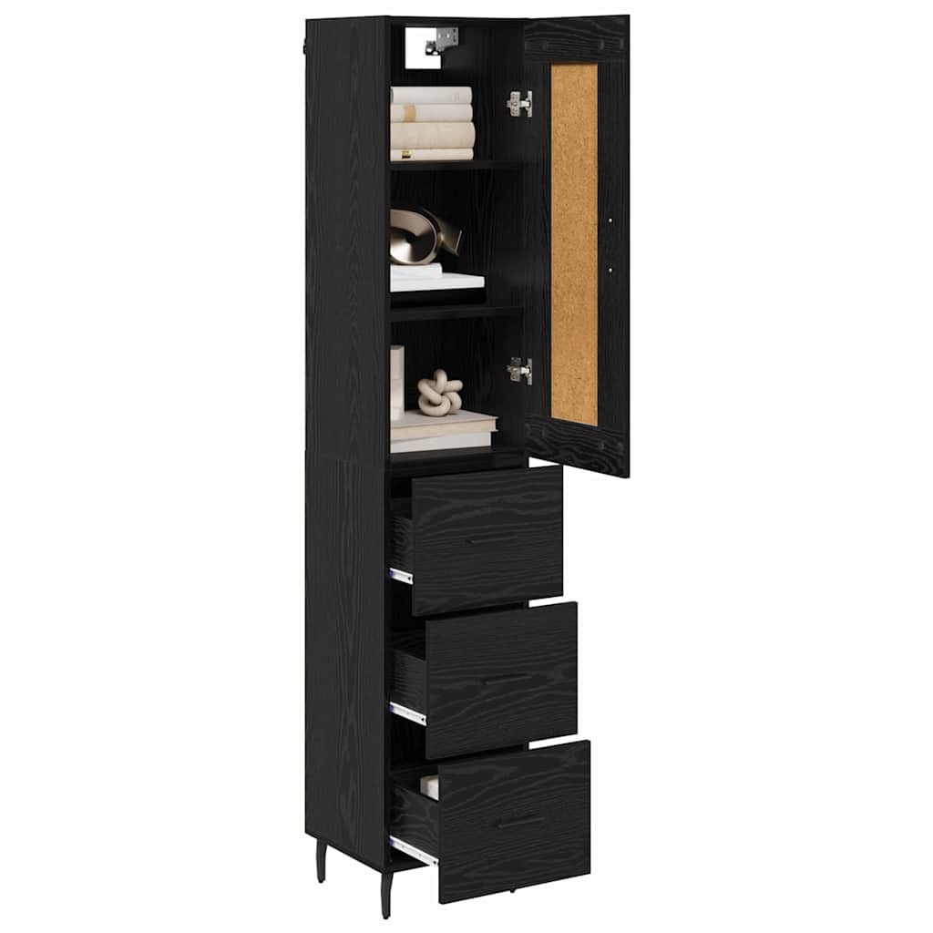 Highboard Sort eg 34,5 x 34 x 180 cm Konstrueret træ