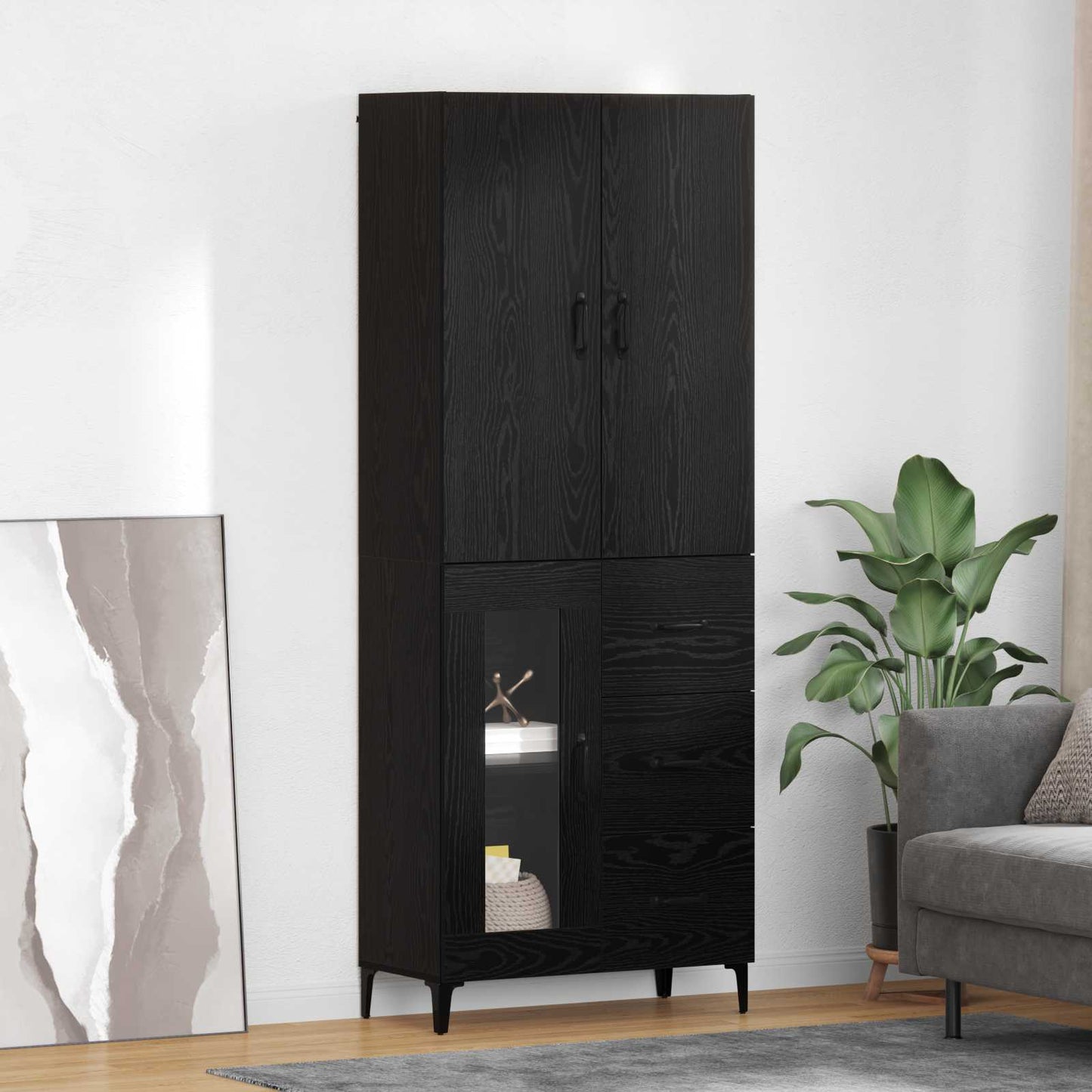 Highboard Sort eg 69,5 x 34 x 180 cm Konstrueret træ
