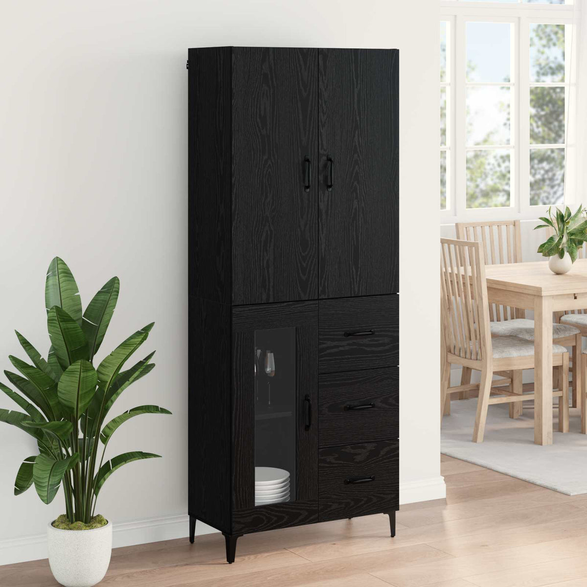 Highboard Sort eg 69,5 x 34 x 180 cm Konstrueret træ
