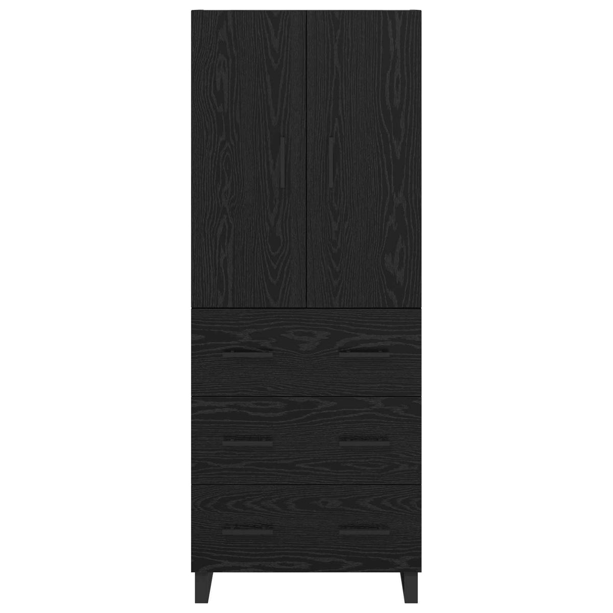 Highboard 2 stk. Sort eg 69,5 x 34 x 180 cm Ingeniørtræ og glas