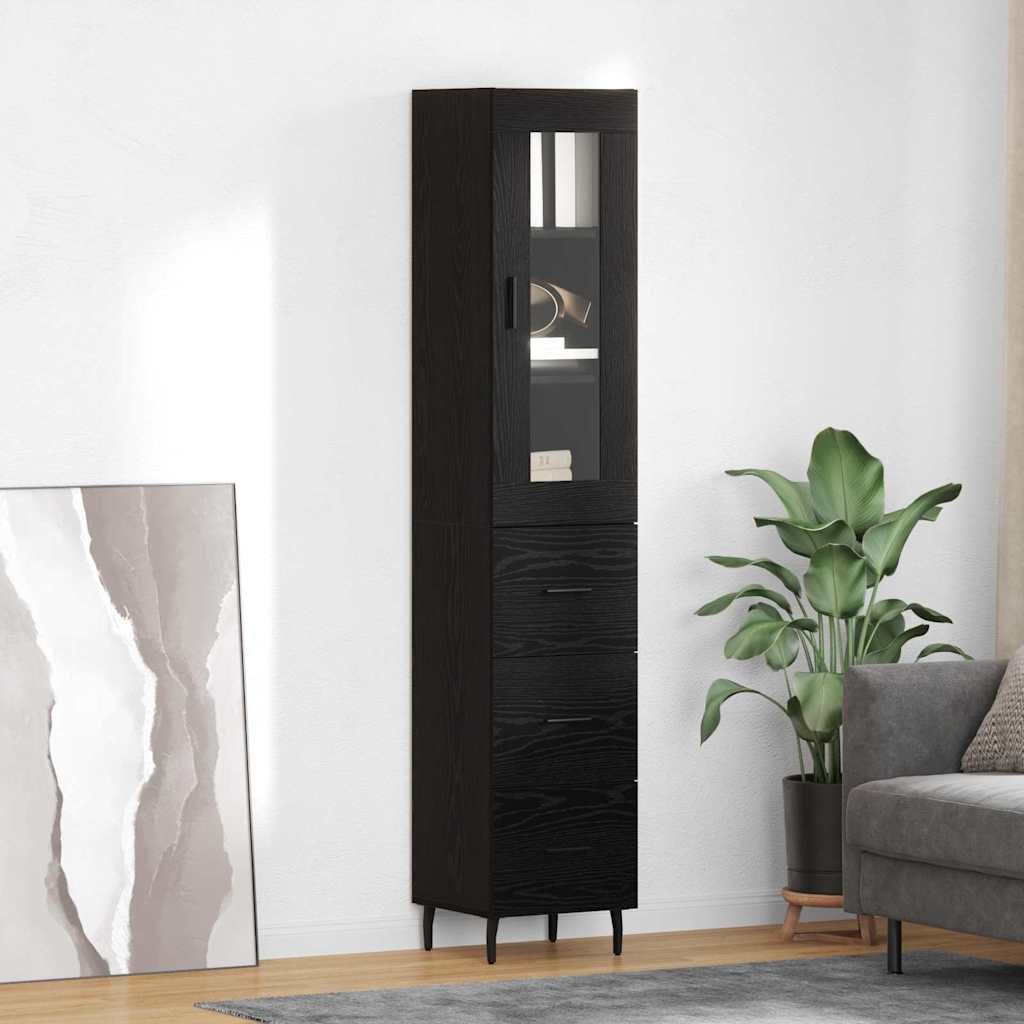 Highboard Sort eg 34,5 x 34 x 180 cm Konstrueret træ