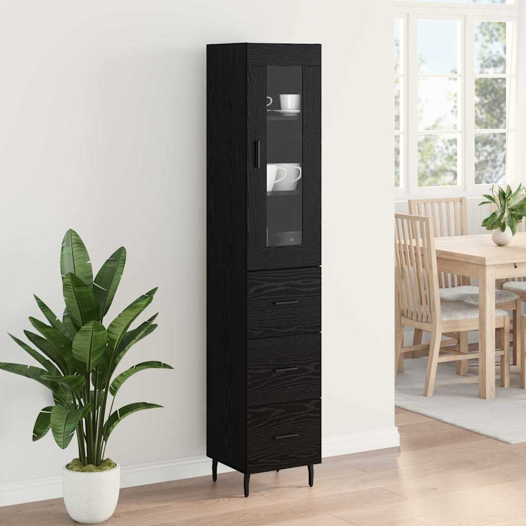 Highboard Sort eg 34,5 x 34 x 180 cm Konstrueret træ
