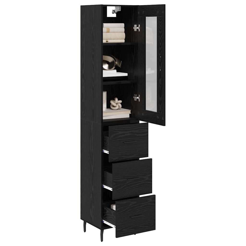 Highboard Sort eg 34,5 x 34 x 180 cm Konstrueret træ