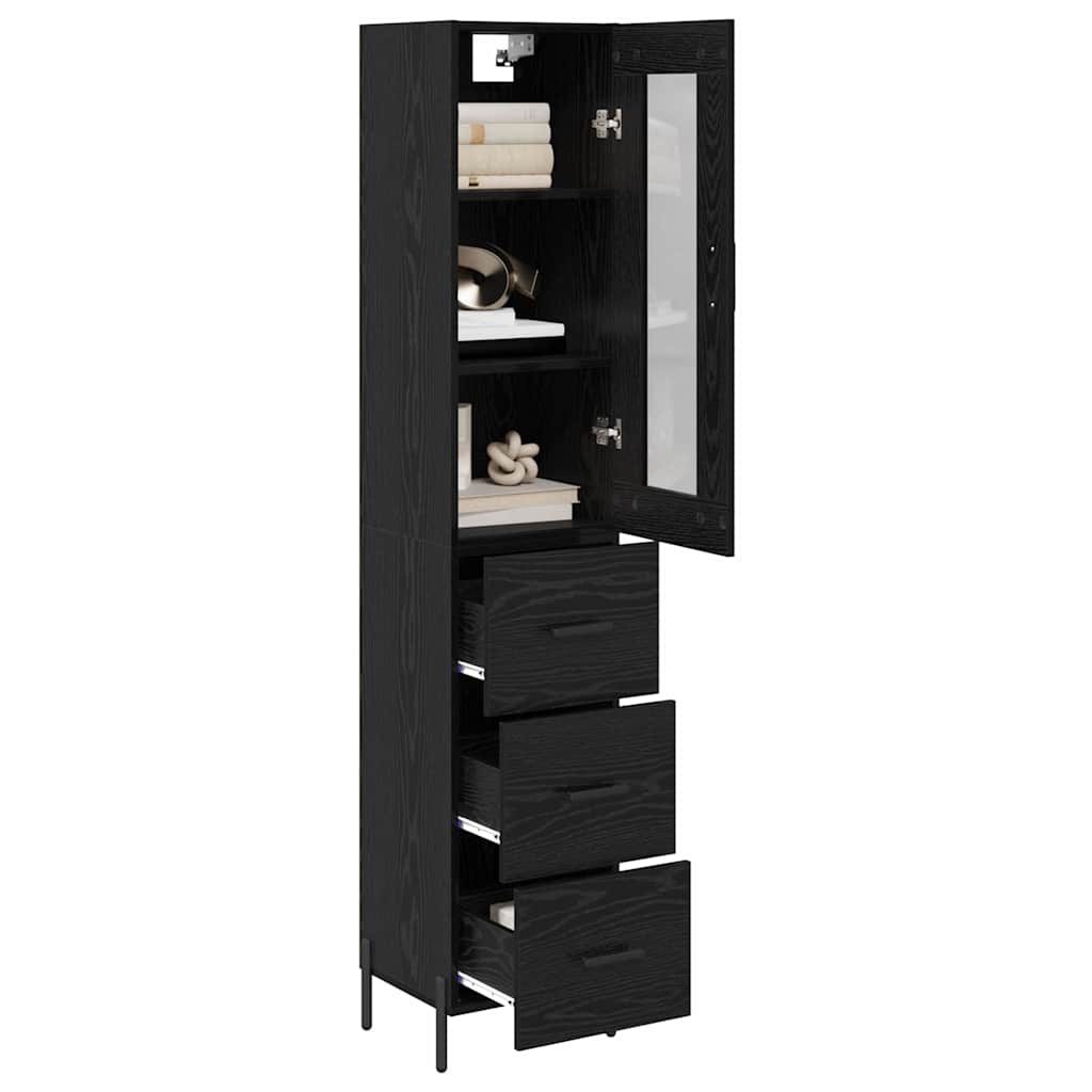 Highboard Sort eg 34,5 x 34 x 180 cm Konstrueret træ